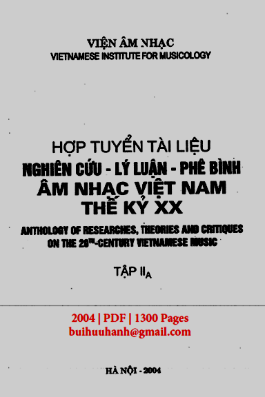 Hợp Tuyển Tài Liệu Nghiên Cứu-Lý Luận-Phê Bình Âm Nhạc Việt Nam Thế Kỷ XX Tập 2A
