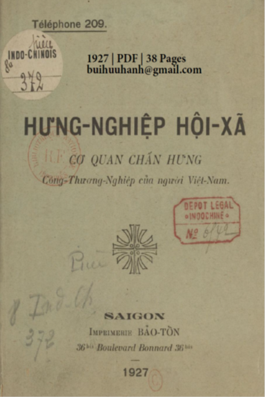 Hưng Nghiệp Hội Xã (NXB Bảo Tồn 1927) - Nhiều Tác Giả, 38 Trang