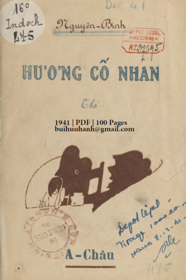 Hương Cố Nhân (NXB Á Châu 1941) - Nguyễn Bính, 100 Trang