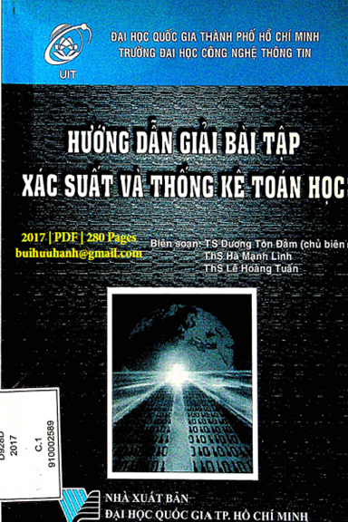 Hướng Dẫn Giải Bài Tập Xác Suất Và Thống Kê Toán Học (NXB Đại Học Quốc Gia 2017) - Dương Tôn Đảm