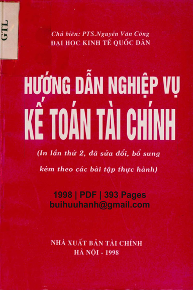 Hướng Dẫn Nghiệp Vụ Kế Toán Tài Chính (NXB Tài Chính 1998) - Nguyễn Văn Công, 393 Trang