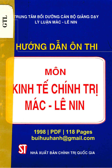 Hướng Dẫn Ôn Thi Môn Kinh Tế Chính Trị Mác-Lê Nin (NXB Chính Trị 1998) - Nguyễn Văn Hảo, 118 Trang