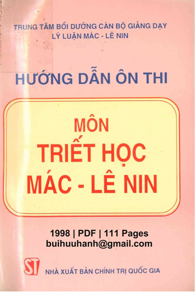 Hướng Dẫn Ôn Thi Môn Triết Học Mác-Lênin (NXB Chính Trị 1998) - Trương Văn Phước, 111 Trang