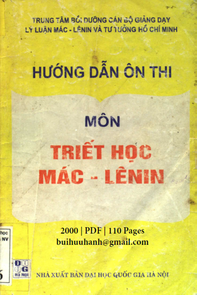 Hướng Dẫn Ôn Thi Môn Triết Học Mác-Lênin (NXB Đại Học Quốc Gia 2000) - Trương Văn Phước, 110 Trang