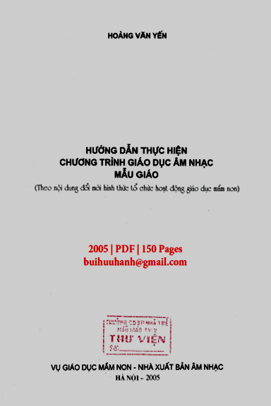 Hướng Dẫn Thực Hiện Chương Trình Giáo Dục Âm Nhạc Mẫu Giáo (NXB Âm Nhạc 2005) - Hoàng Văn Yến