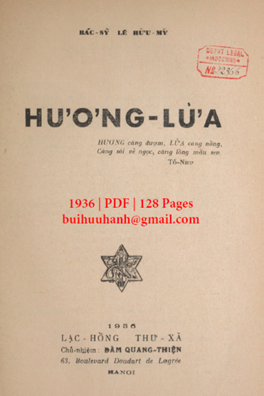 Hương Lửa (NXB Lạc Hồng 1936) - Lê Hữu Mỹ, 128 Trang