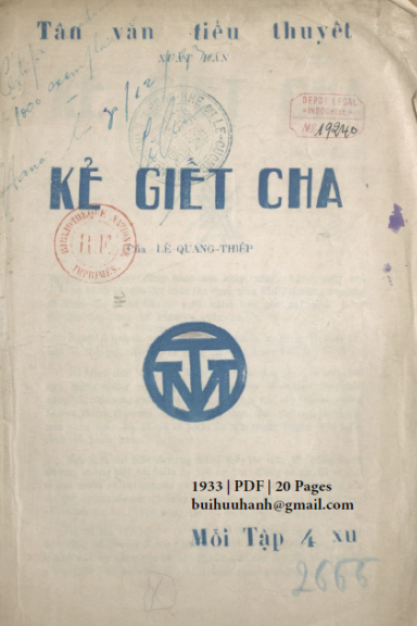 Kẻ Giết Cha (NXB Lê Cường 1933) - Lê Quang Thiệp, 20 Trang