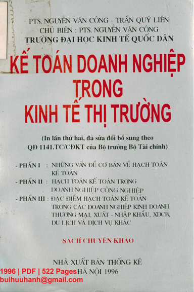 Kế Toán Doanh Nghiệp Trong Kinh Tế Thị Trường (NXB Thống Kê 1996) - Nguyễn Văn Công, 522 Trang