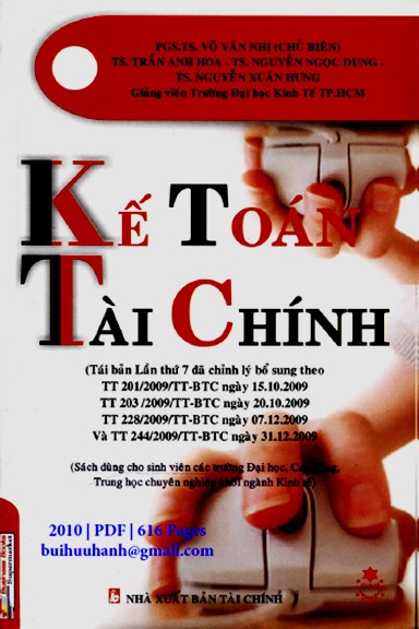 Kế Toán Tài Chính (NXB Tài Chính 2010) - Võ Văn Nhị, 616 Trang