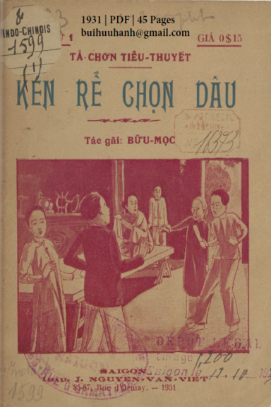 Kén Rể Chọn Dâu Cuốn 1 (NXB Nguyễn Văn Viết 1931) - Nguyễn Bửu Ngọc, 45 Trang