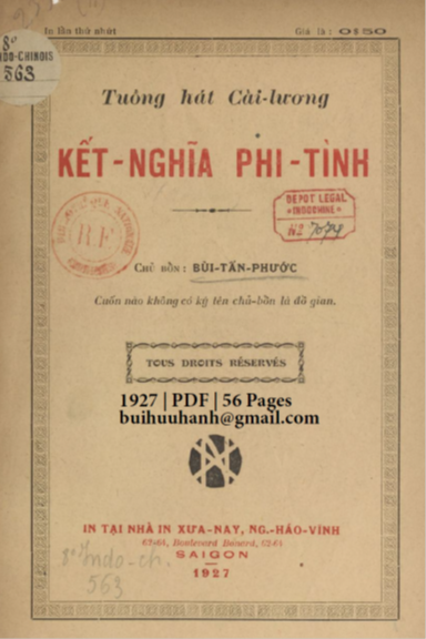 Kết Nghĩa Phi Tình (NXB Xưa Nay 1927) - Bùi Tấn Phước, 56 Trang
