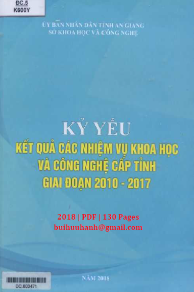 Kết Quả Các Nhiệm Vụ Khoa Học Và Công Nghệ Cấp Tỉnh Giai Đoạn 2010-2017 - Nguyễn Thanh Đồng