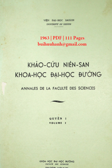 Khảo Cứu Niên San Đại Học Đường Quyển 1 (NXB Sài Gòn 1963) - Nhiều Tác Giả, 111 Trang