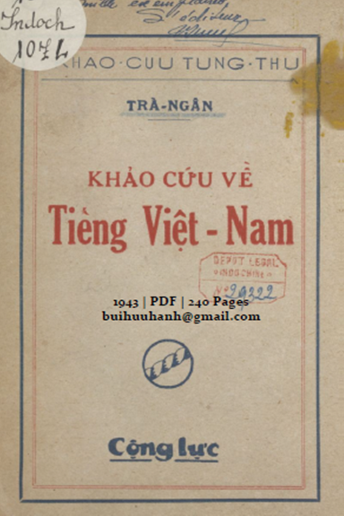 Khảo Cứu Về Tiếng Việt Nam (NXB Cộng Lực 1943) - Trà Ngân, 240 Trang
