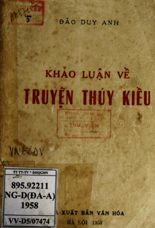 Khảo Luận Về Truyện Thúy Kiều (NXB Văn Hóa 1958) - Đào Duy Anh, 183 Trang