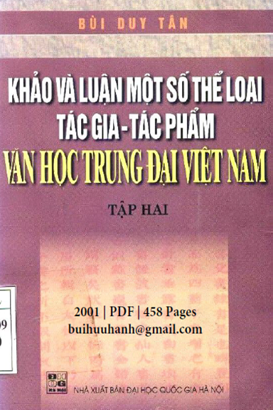 Khảo Và Luận Một Số Thể Loại Tác Gia-Tác Phẩm Văn Học Trung Đại Việt Nam Tập 2 - Bùi Duy Tân