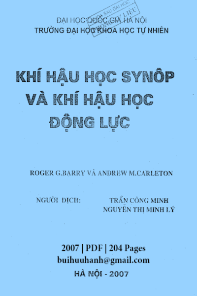 Khí Hậu Học Synôp Và Khí Hậu Học Động Lực (NXB Đại Học Quốc Gia 2007) - Roger G. Barry, 204 Trang