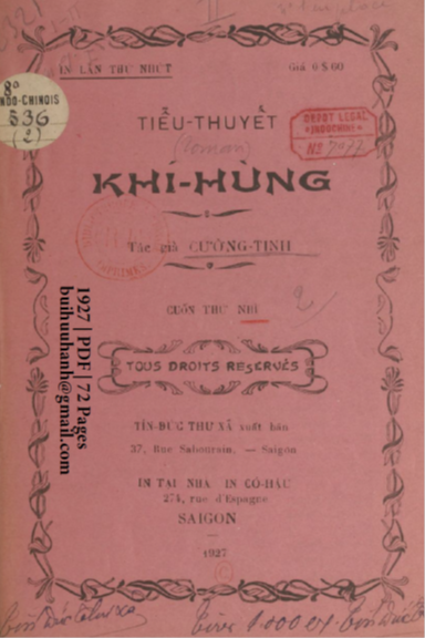 Khí Hùng Cuốn 2 (NXB Tín Đức Thư Xã 1927) - Cường Tính, 72 Trang