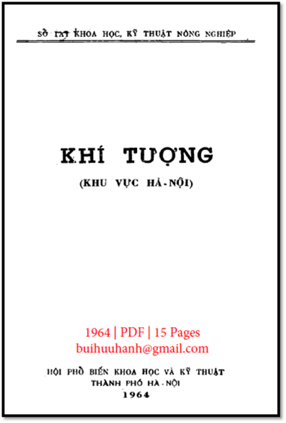 Khí Tượng Khu Vực Hà Nội (NXB Hà Nội 1964) - Nhiều Tác Giả, 15 Trang