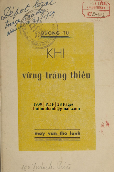 Khi Vừng Trăng Thiếu (NXB An Thịnh 1939) - Dương Tử, 28 Trang