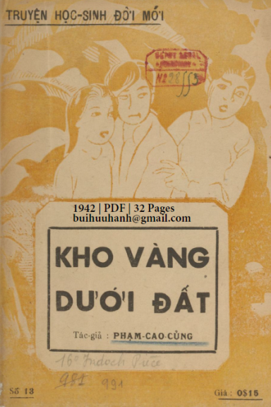 Kho Vàng Dưới Đất (NXB Đời Mới 1942) - Phạm Cao Củng, 32 Trang