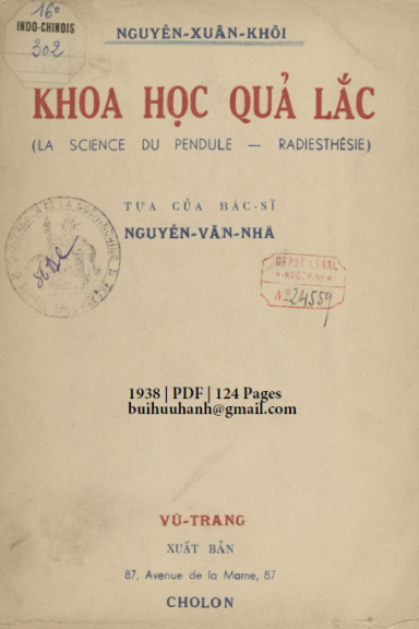 Khoa Học Quả Lắc (NXB Vũ Trang 1938) - Nguyễn Xuân Khôi, 124 Trang