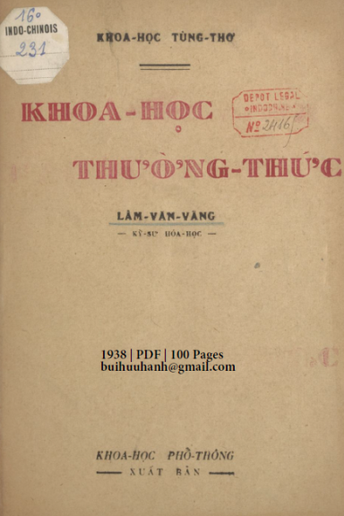 Khoa Học Thường Thức (NXB Khoa Học 1938) - Lâm Văn Vãng, 100 Trang