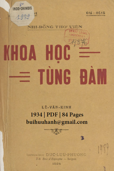 Khoa Học Tùng Đàm (NXB Đức Lưu Phương 1934) - Lê Văn Kinh, 84 Trang