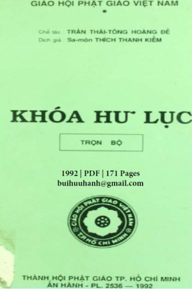 Khóa Hư Lục-Trần Thái Tông (NXB Tổng Hợp 1992) - Thích Thanh Kiểm, 171 Trang