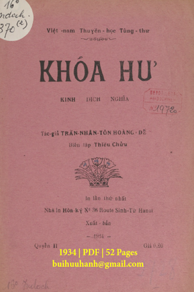 Khóa Hư Quyển 2 (NXB Hòa Ký 1934) - Trần Nhân Tôn, 52 Trang