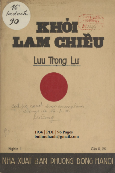Khói Lam Chiều (NXB Phương Đông 1936) - Lưu Trọng Lư, 96 Trang