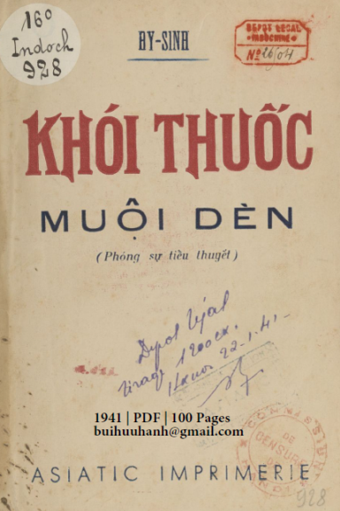 Khói Thuốc Muội Dèn (NXB Asiatic 1941) - Hy Sinh, 100 Trang