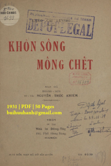 Khôn Sống Mống Chết (NXB Đông Tây 1931) - Nguyễn Thúc Khiêm, 50 Trang