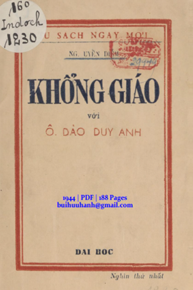 Khổng Giáo Với Ô. Đào Duy Anh (NXB Đại Học Thư Xã 1944) - Nguyễn Uyển Diễm, 188 Trang