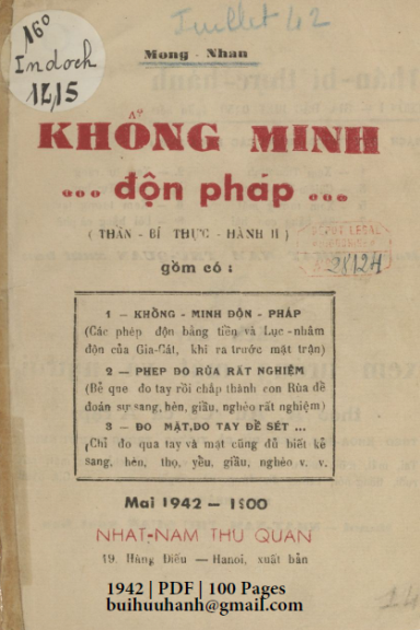Khổng Minh Độn Pháp (NXB Nhật Nam 1942) - Mộng Nhân, 100 Trang