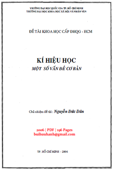 Kí Hiệu Học Một Số Vấn Đề Cơ Bản (NXB Đại Học Quốc Gia 2006) - Nguyễn Đức Dân, 196 Trang