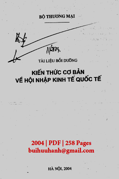 Kiến Thức Cơ Bản Về Hội Nhập Kinh Tế Quốc Tế (NXB Hà Nội 2004) - Lương Văn Tự, 258 Trang