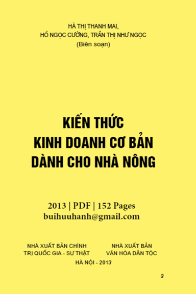 Kiến Thức Kinh Doanh Cơ Bản Dành Cho Nhà Nông (NXB Chính Trị 2013) - Hà Thị Thanh Mai, 152 Trang
