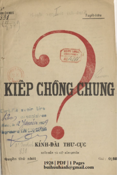 Kiếp Chồng Chung Quyển 1 (NXB Kính Đài Thư Cục 1928) - Tuyết Hữu, 48 Trang