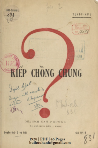 Kiếp Chồng Chung Quyển 2 (NXB Kính Đài Thư Cục 1928) - Tuyết Hữu, 46 Trang