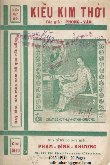 Kiều Kim Thời (NXB Bảo Tồn 1935) - Phong Vân, 20 Trang