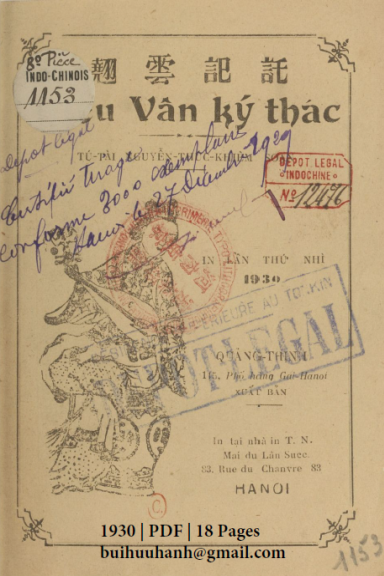 Kiều Vân Ký Thác (NXB Thực Nghiệp 1930) - Nguyễn Thúc Khiêm, 18 Trang