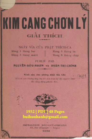 Kim Cang Chơn Lý Giải Thích (NXB Đức Lưu Phương 1932) - Đoàn Thị Chình, 48 Trang