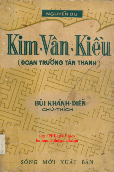 Kim Vân Kiều-Đoạn Trường Tân Thanh (NXB Sống Mới 1971) - Nguyễn Du, 266 Trang