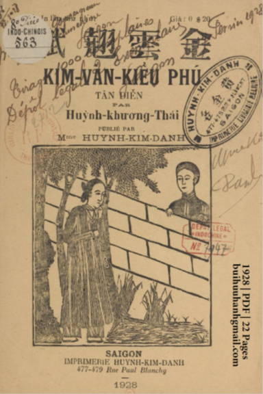 Kim Vân Kiều Phú Tân Diễn (NXB Huỳnh Kim Danh 1928) - Huỳnh Khương Thái, 22 Trang