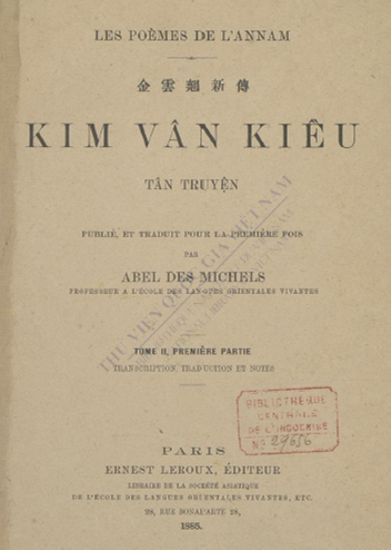Kim Vân Kiều Tân Truyện (NXB Paris 1885) - Abel Des Michels, 480 Trang