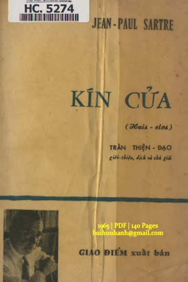 Kín Cửa-Kịch Một Màn Năm Cảnh (NXB Giao Điểm 1965) - Jean Paul Sartre, 140 Trang