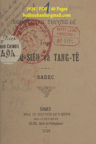 Kinh Cầu Siêu Và Tang Tế (NXB Sa Đéc 1928) - Nhiều Tác Giả, 40 Trang