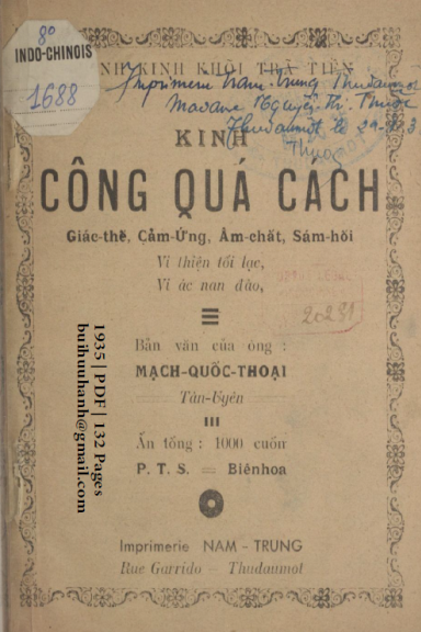 Kinh Công Quá Cách (NXB Nam Trung 1935) - Mạch Quốc Thoại, 132 Trang