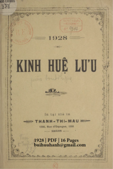 Kinh Huệ Lưu (NXB Thạnh Thị Mậu 1928) - Nguyễn Thị Ân, 16 Trang